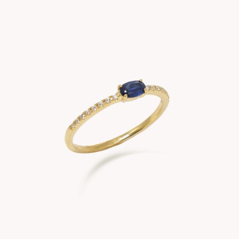 Sapphire and Diamond Gold Ring