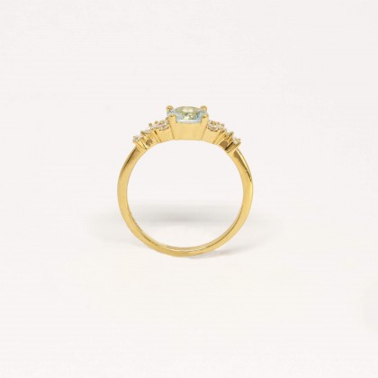 Aquamarine and Diamond Gold Ring