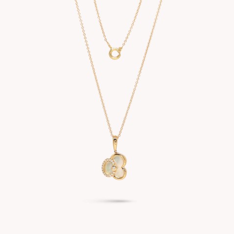 Mother of Pearl and Diamond Gold Necklace