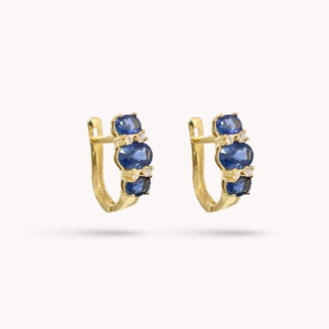 Sapphire and Diamond Gold Earrings