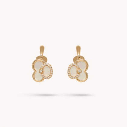 Mother of Pearl and Diamond Gold Earrings