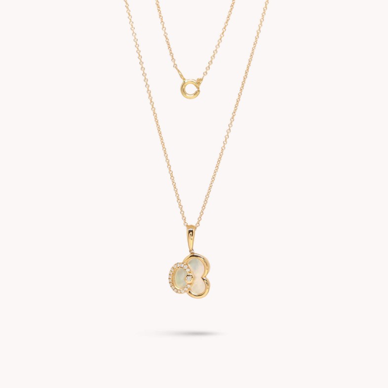 Mother of Pearl and Diamond Gold Necklace