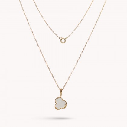 Mother of Pearl and Diamond Gold Necklace