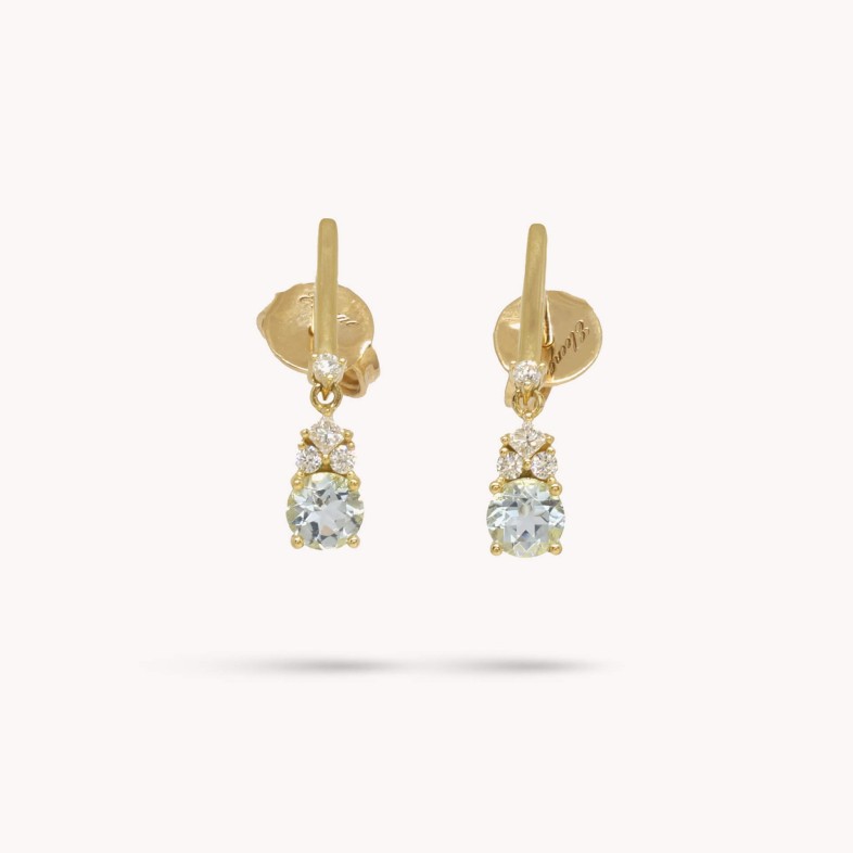 Aquamarine and Diamond Gold Earrings