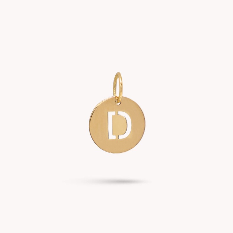 Letter D Gold Charm - 10 mm