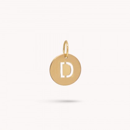 Medalha Letra D em Ouro - 10 mm