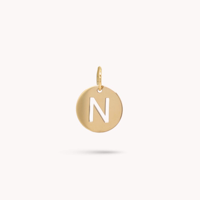 Letter N Gold Charm - 10 mm