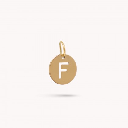 Medalha Letra F em Ouro - 10 mm