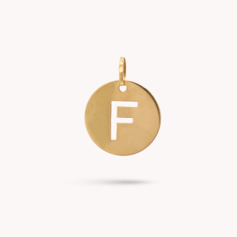 Letter F Gold Charm - 15 mm