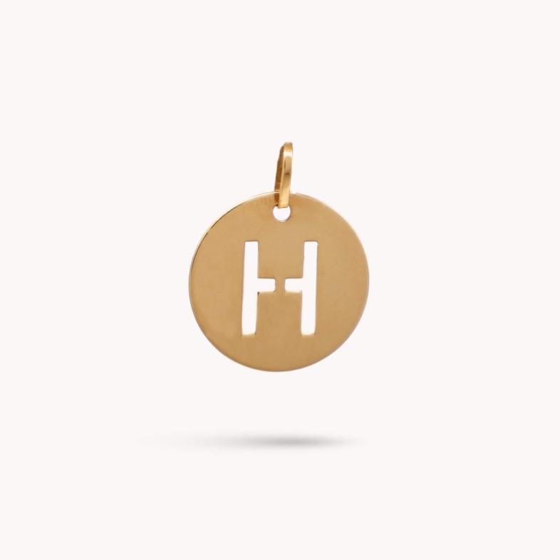 Letter H Gold Charm - 15 mm