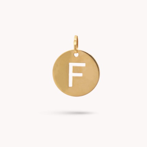 Medalha Letra F em Ouro - 15 mm