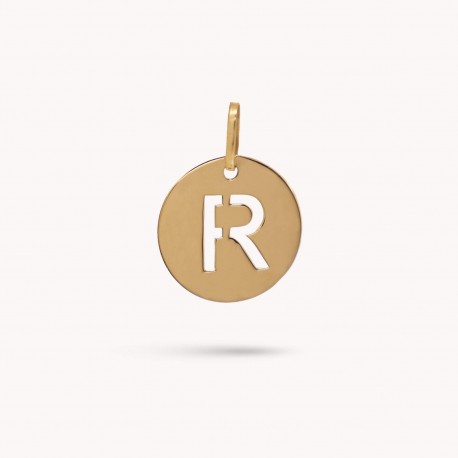 Medalha Letra R em Ouro - 15 mm