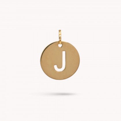 Medalha Letra J em Ouro - 15 mm
