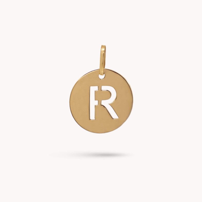 Letter R Gold Charm - 15 mm