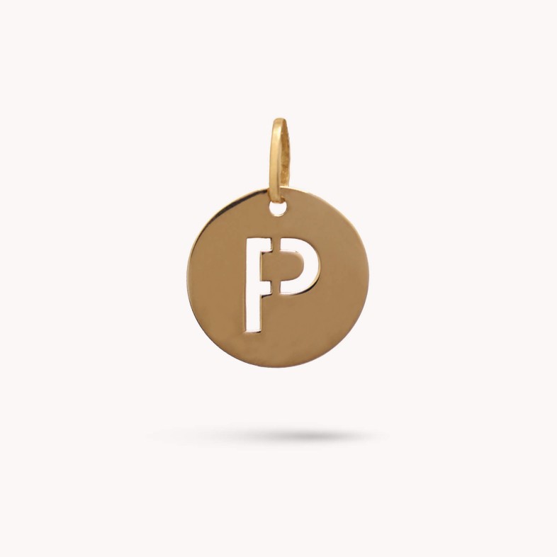 Letter P Gold Charm - 15 mm