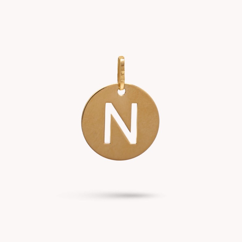 Letter N Gold Charm - 15 mm