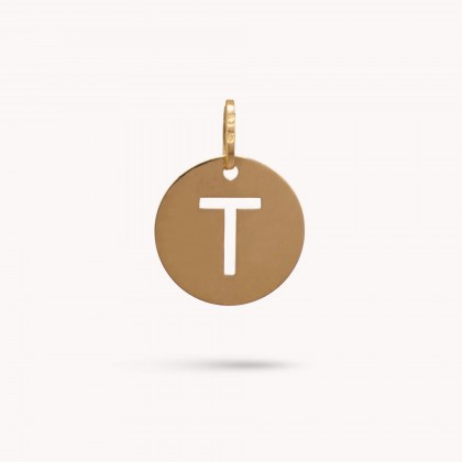 Letter T Gold Charm - 15 mm