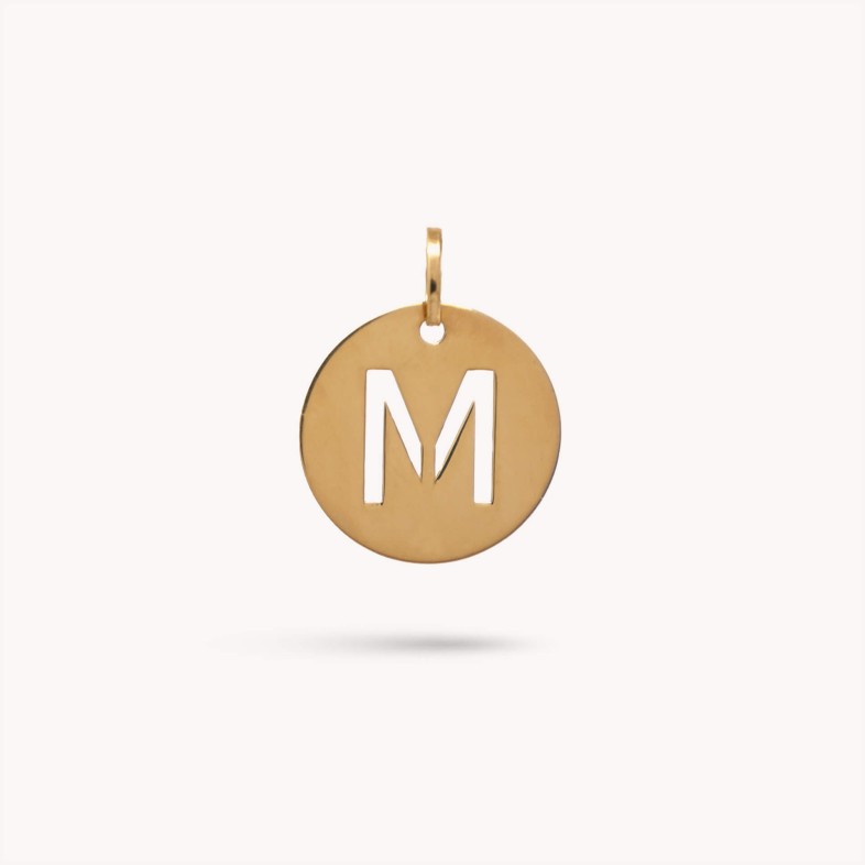 Letter M Gold Charm - 15 mm