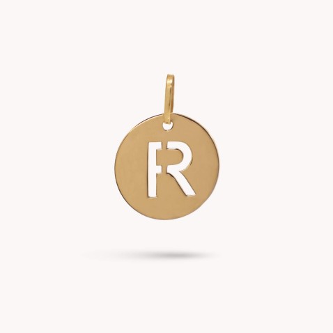 Letter R Gold Charm - 15 mm