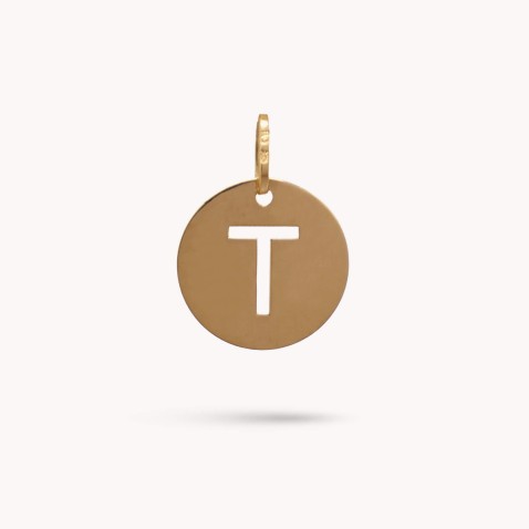 Letter T Gold Charm - 15 mm