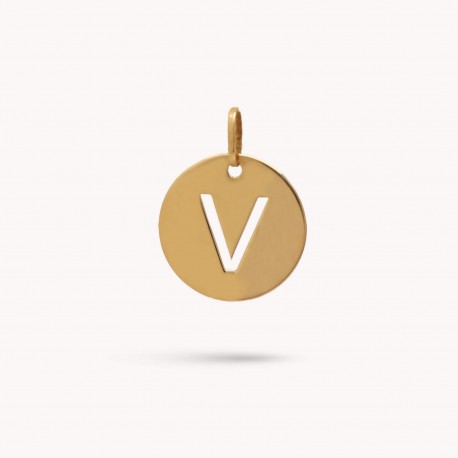 Letter V Gold Charm - 15 mm