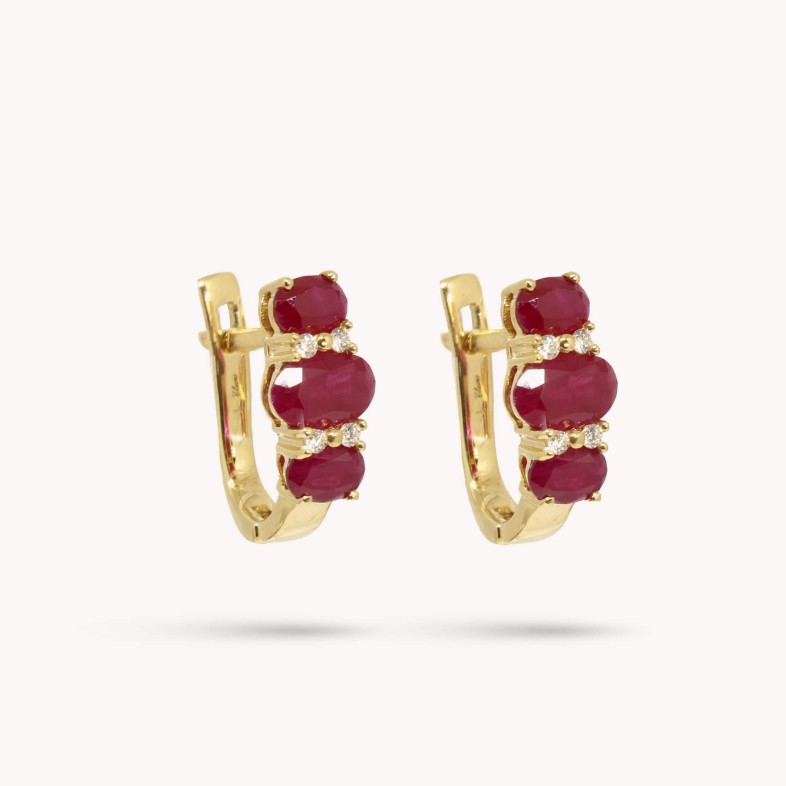 Ruby and Diamond Gold Earrings