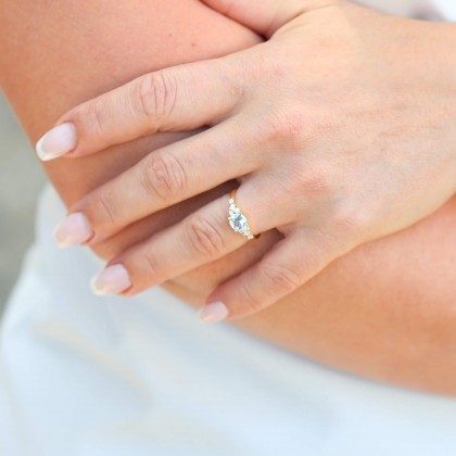 Aquamarine and Diamond Gold Ring