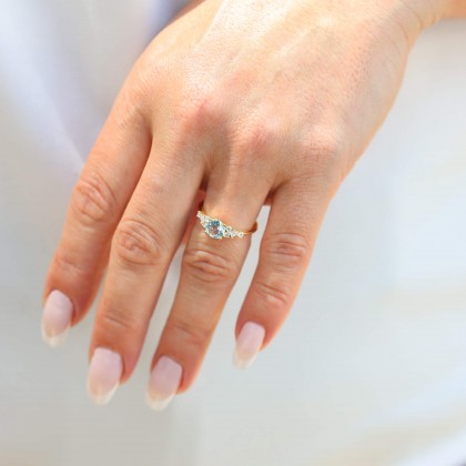 Aquamarine and Diamond Gold Ring